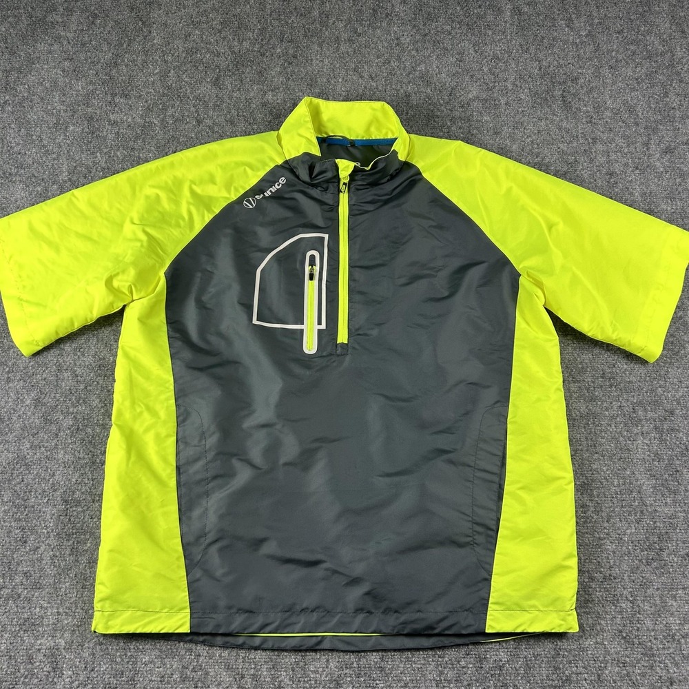 Sunice Golf Pullover Mens Large Yellow Gray Short Sleeve 1/2 Zip Windbreaker